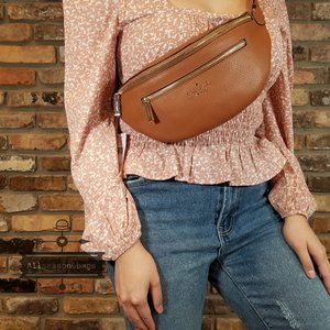 NWT Kate Spade New York Leila Leather Belt Bag Fanny Pack in WARM GINGERBREAD